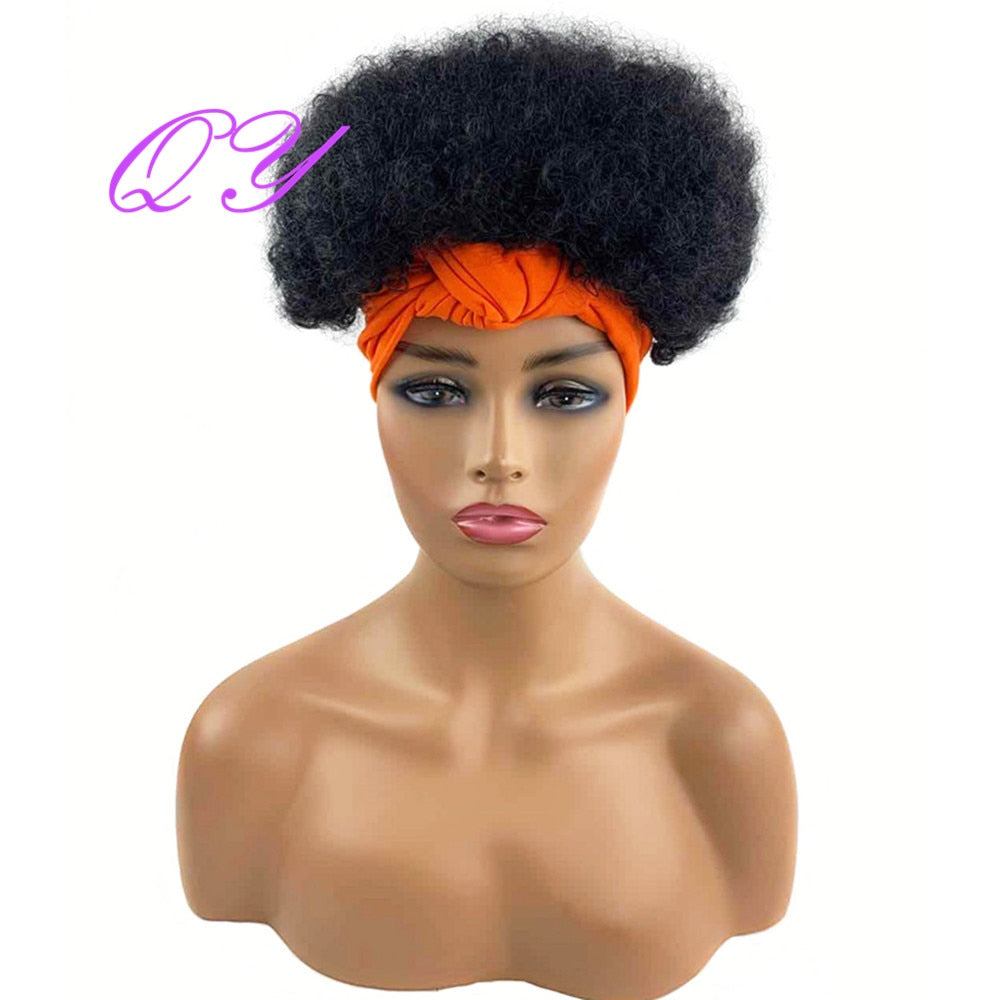 QY Hair Big Afro Kinky Curly Bandeau Perruques