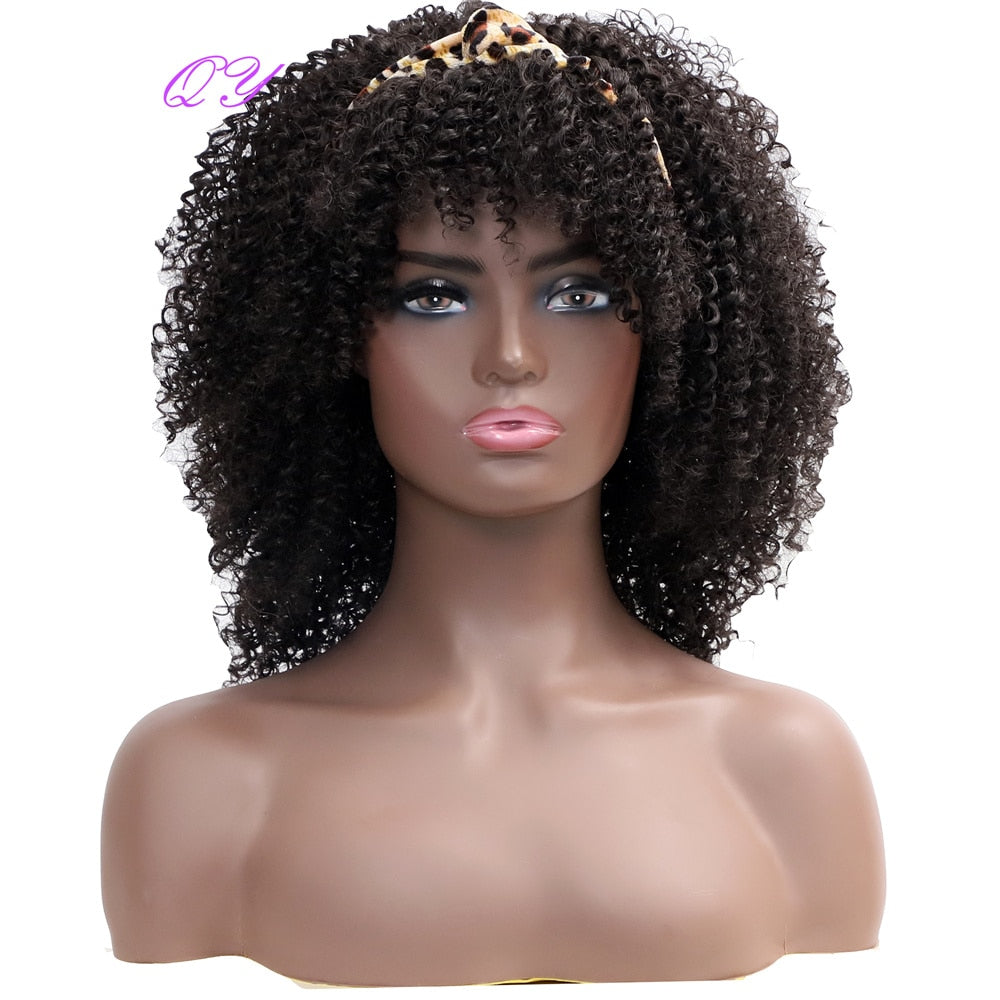 QY Hair Big Afro Kinky Curly Bandeau Perruques