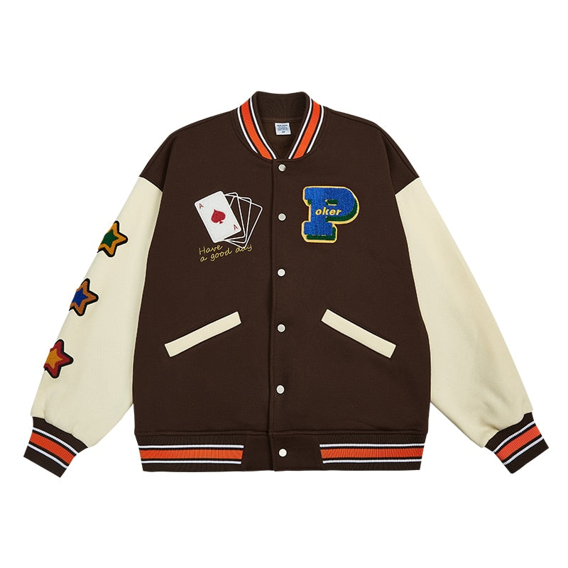 INFLATION Streetwear Vintage Baseball Veste Hommes Haute Qualité Serviette Broderie Veste Couple Polaire Bomber Manteau