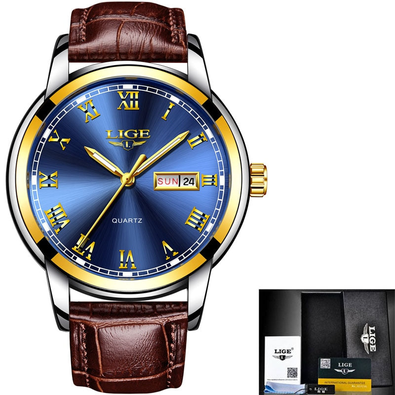 2022 Nouvelles montres pour hommes LIGE Top Brand Leather