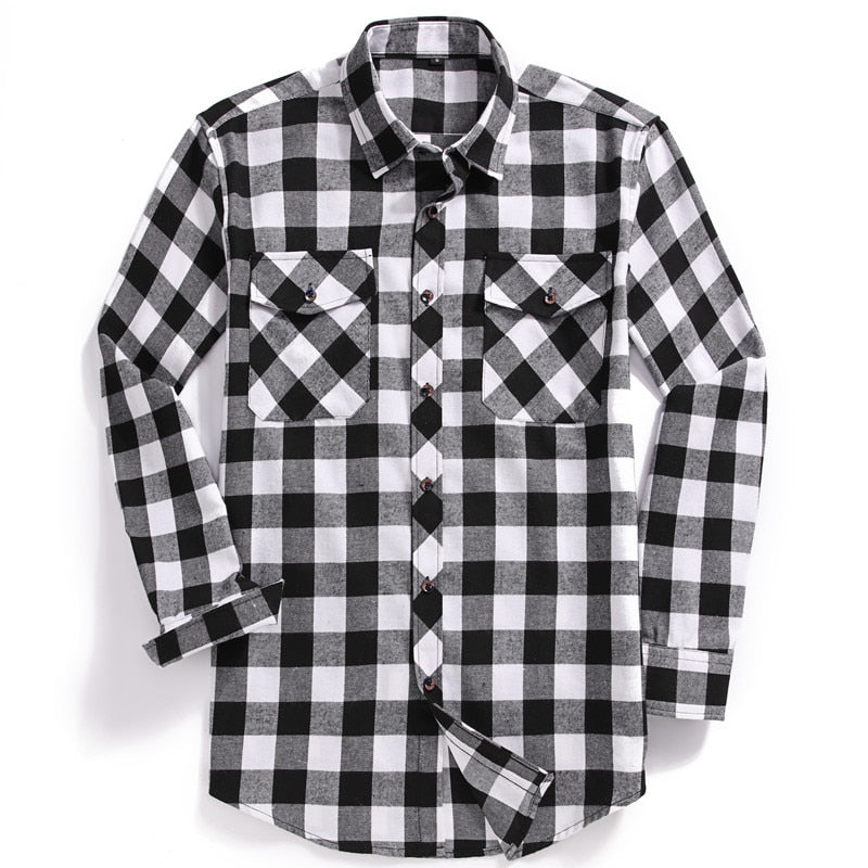 Men Casual Plaid Flannel Shirt