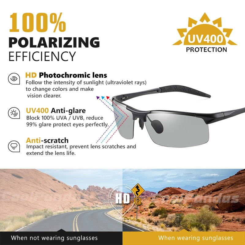 Aluminum Rimless Photochromic Sunglasses