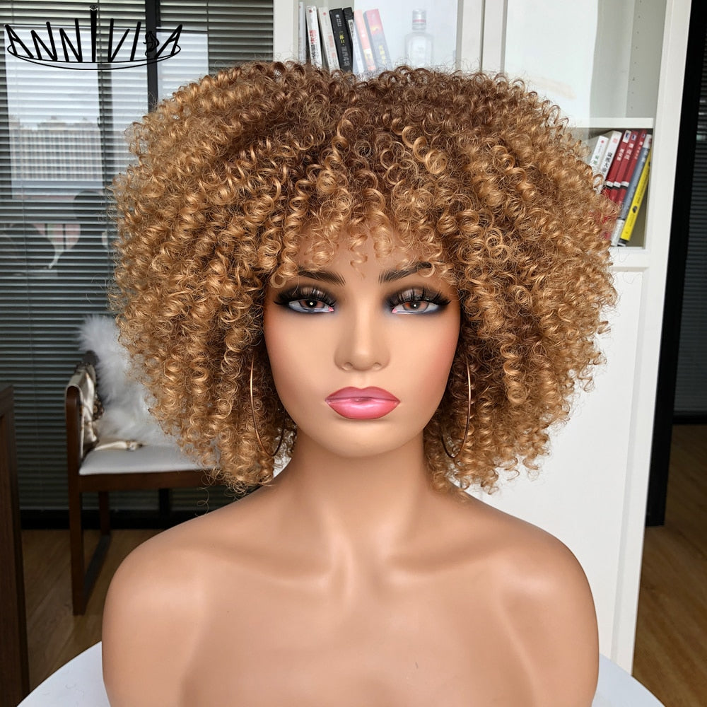 Perruques Afro Crépus Bouclés Cheveux Courts