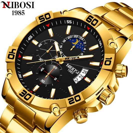 NIBOSI 2022 Montre tendance en or