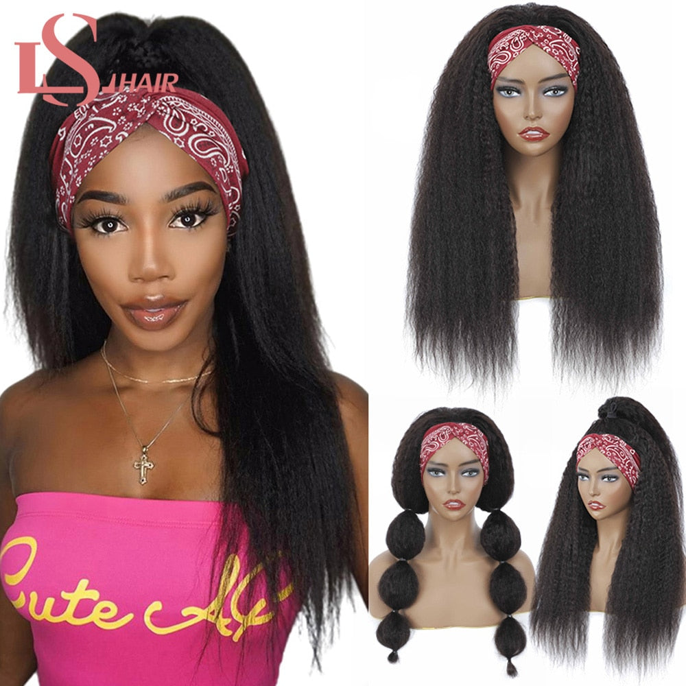 Headband Wig Kinky Straight Human Hair