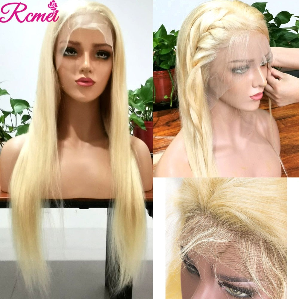 13x4 38 40 613 Blonde HD Dentelle Avant Perruques de Cheveux Humains Droite 613 Transparent Dentelle Frontale Perruque Avec Des Cheveux De Bébé Brésilien Remy 150%