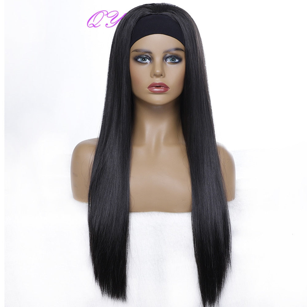 QY Hair Big Afro Kinky Curly Headband Wigs