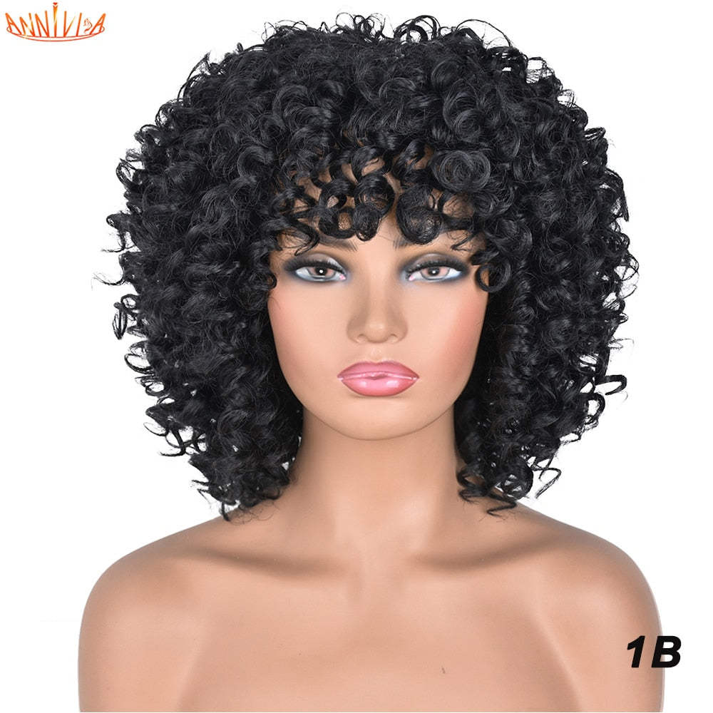 Perruques Afro Crépus Bouclés Cheveux Courts