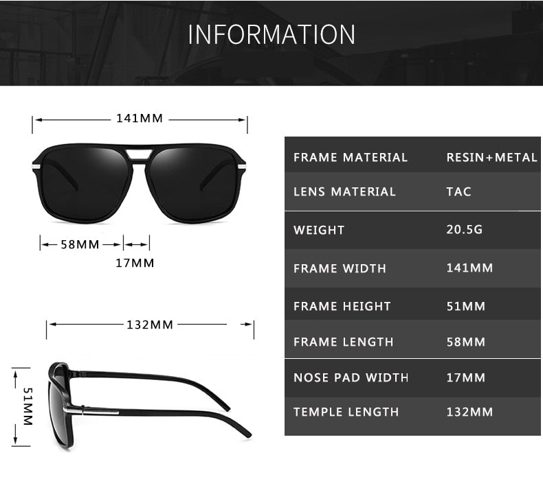 Fashion Men Cool Square Polarized Sunglasses