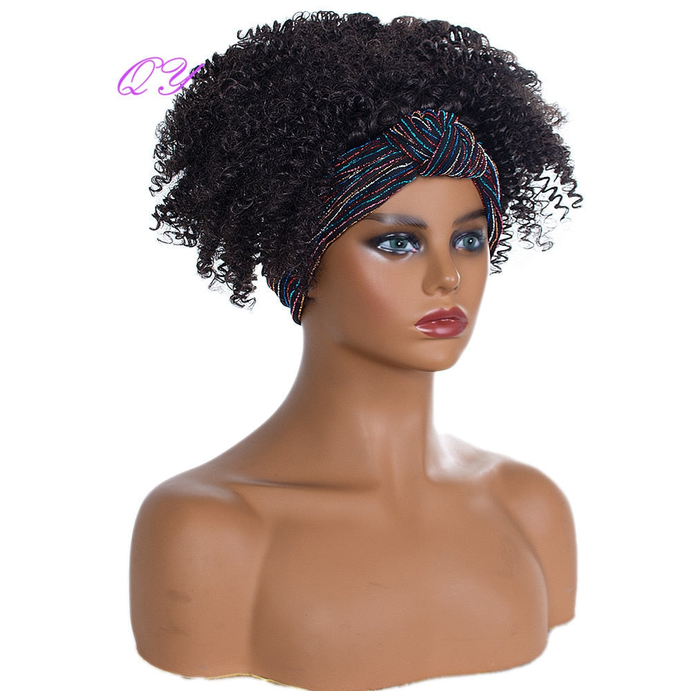 QY Hair Big Afro Kinky Curly Bandeau Perruques