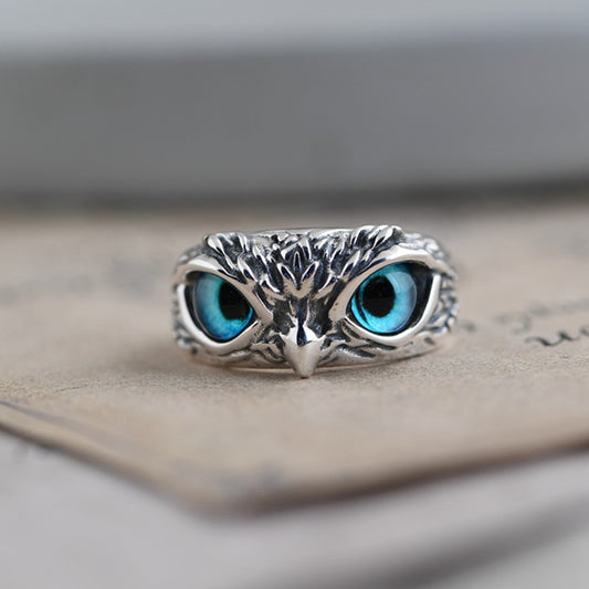 Charme Vintage mignon hommes et femmes conception Simple hibou anneau couleur argent fiançailles anneaux de mariage bijoux cadeaux