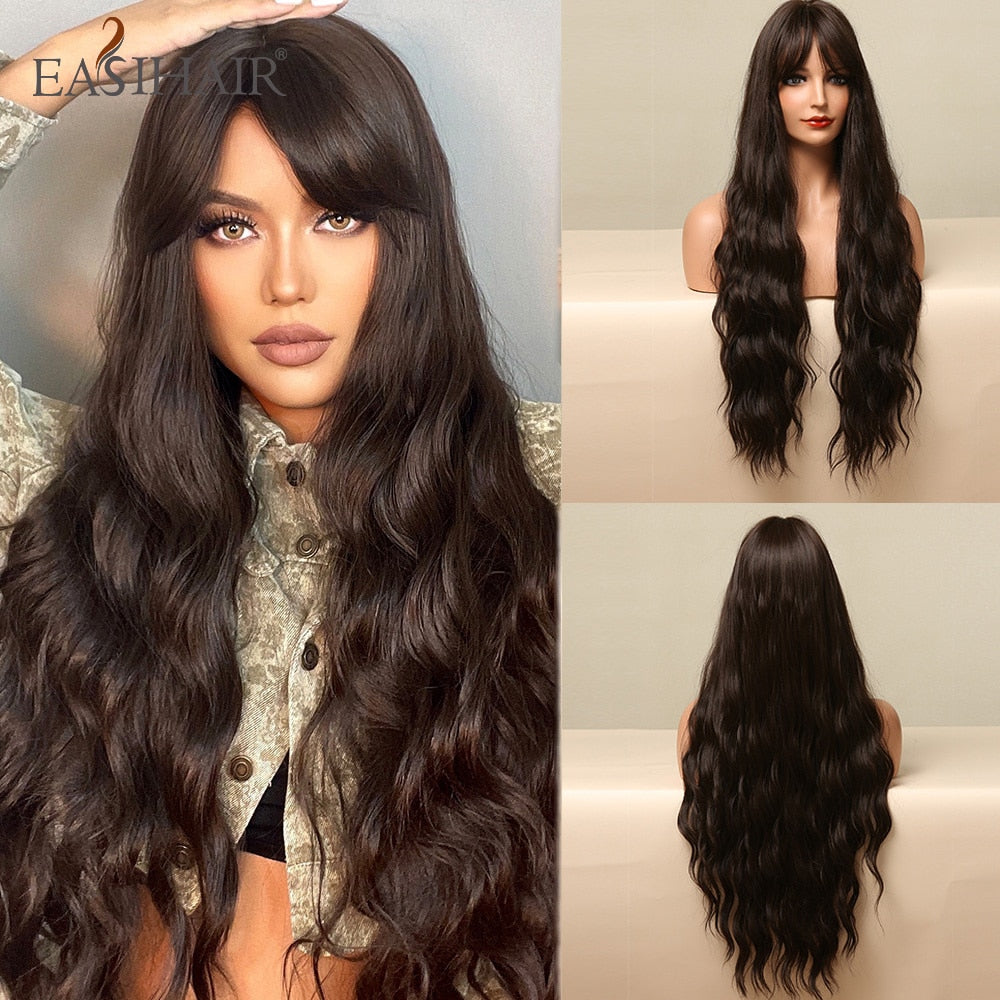 EASIHAIR Long Body Wave Light Brown Wigs