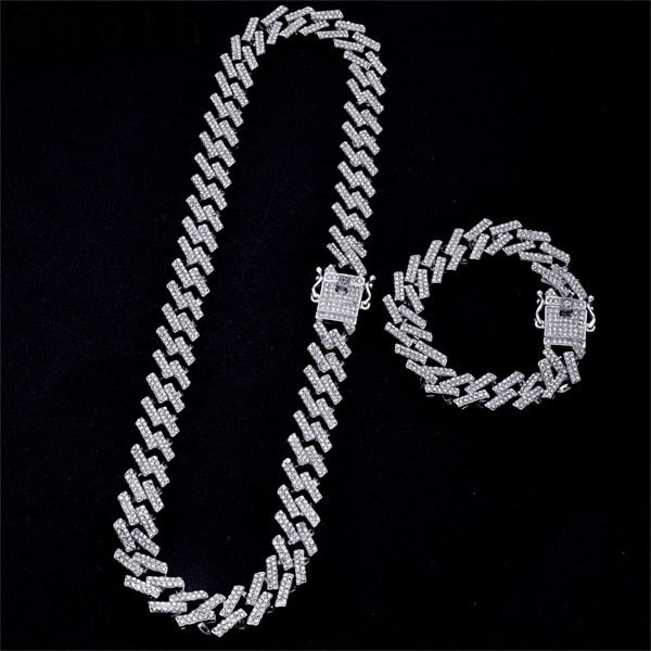 Iced Out Cuban Necklace Bracelet Men