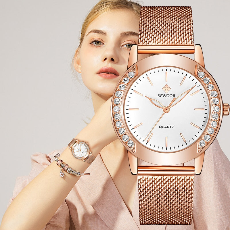 WWOOR Montres de luxe pour femmes avec diamants 2022