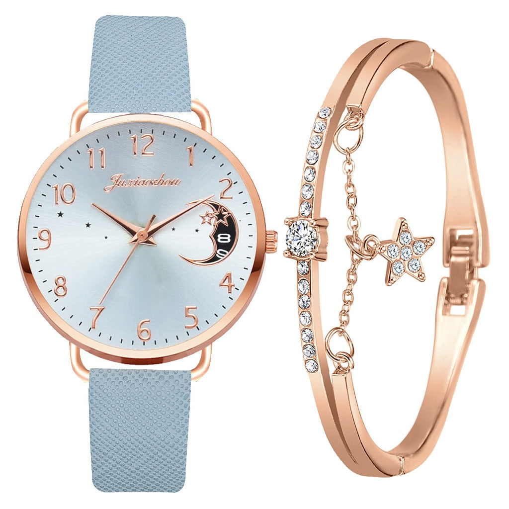 Women Watch Moon Numbers Dial Bracelet