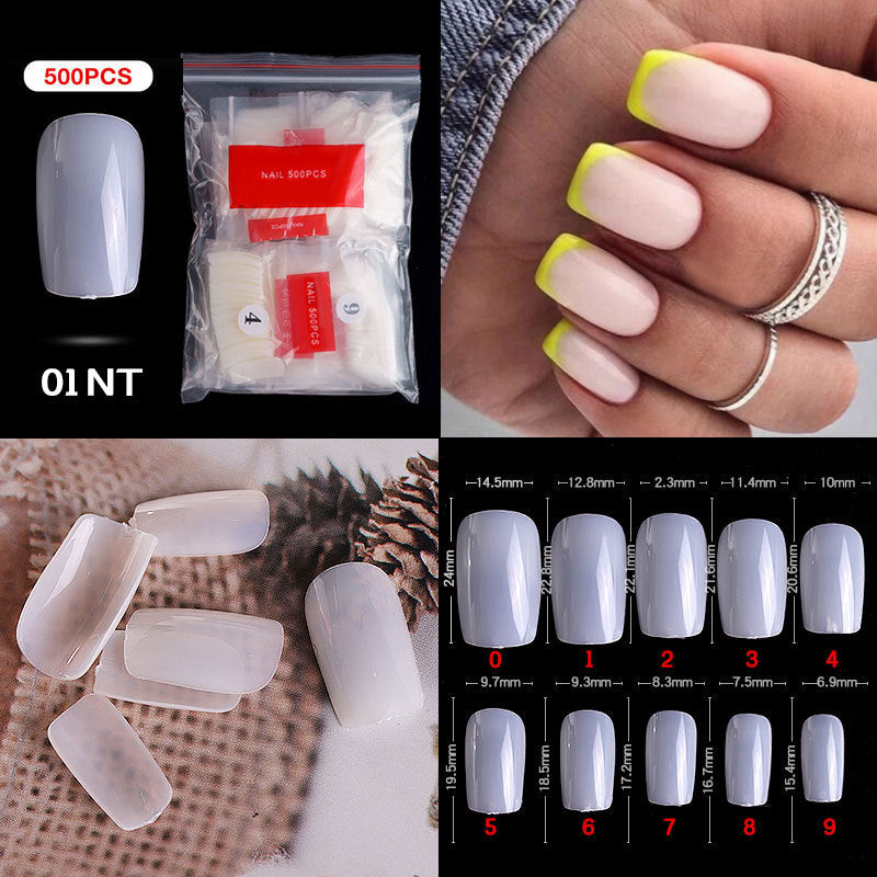 500pcs faux ongles conseils couleur transparente