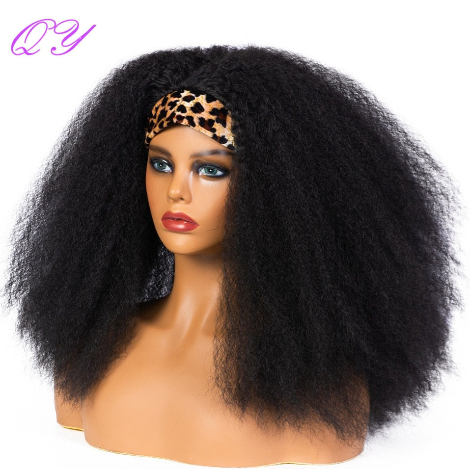 QY Hair Big Afro Kinky Curly Bandeau Perruques