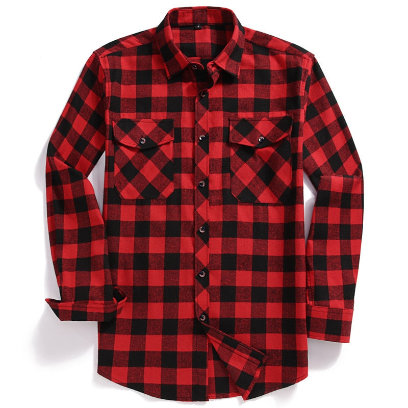 Men Casual Plaid Flannel Shirt