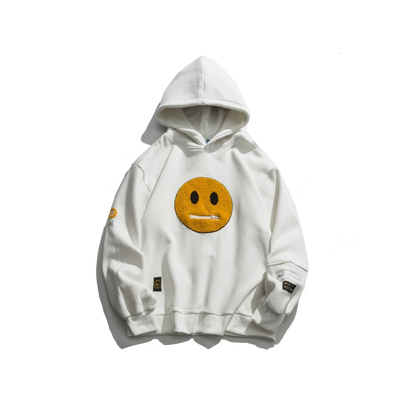 GONTHWID poche à fermeture éclair sourire visage Patchwork polaire sweats à capuche Streetwear hommes Hip Hop pull décontracté à capuche hommes hauts