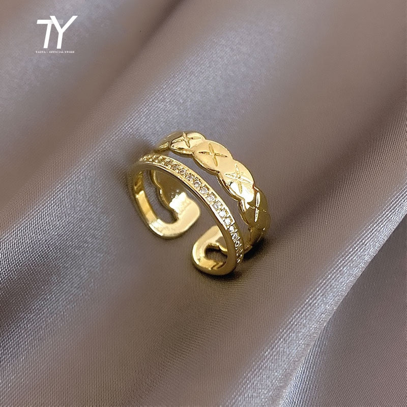 Luxury Zircon Gold Rings