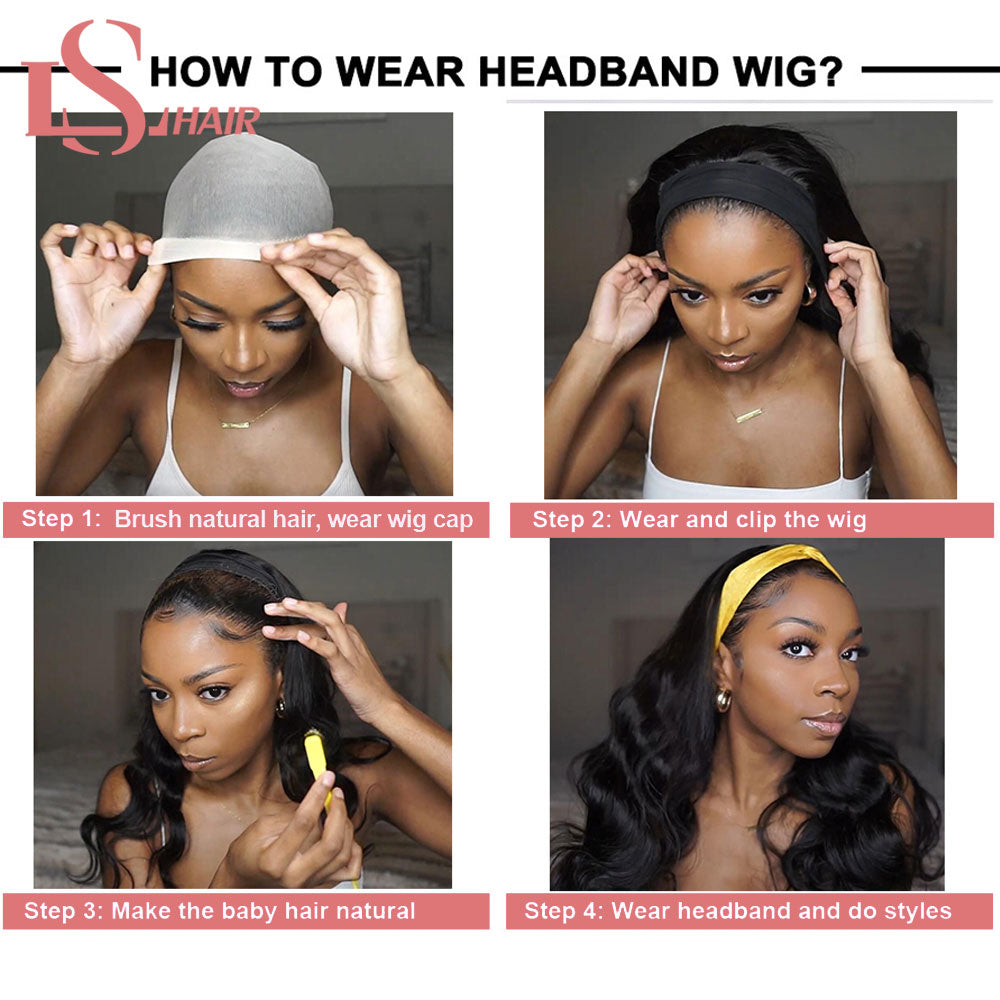 Headband Wig Kinky Straight Human Hair