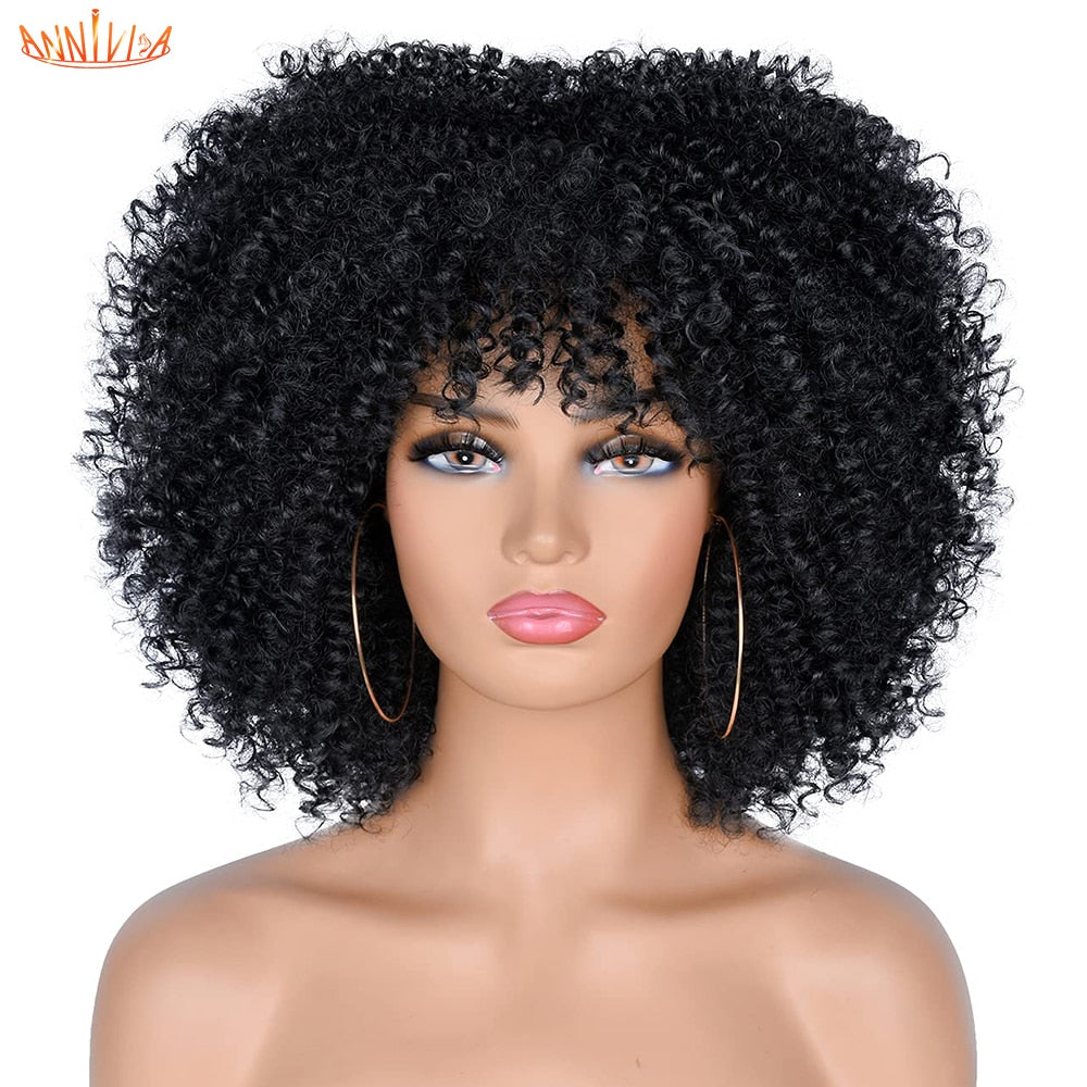 Perruques Afro Crépus Bouclés Cheveux Courts