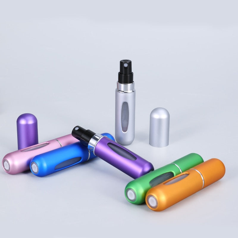 Récipient liquide portatif d'atomiseur de parfum de 5ml pour des cosmétiques Mini bouteille vide d'alcool de jet en aluminium rechargeable pour voyager