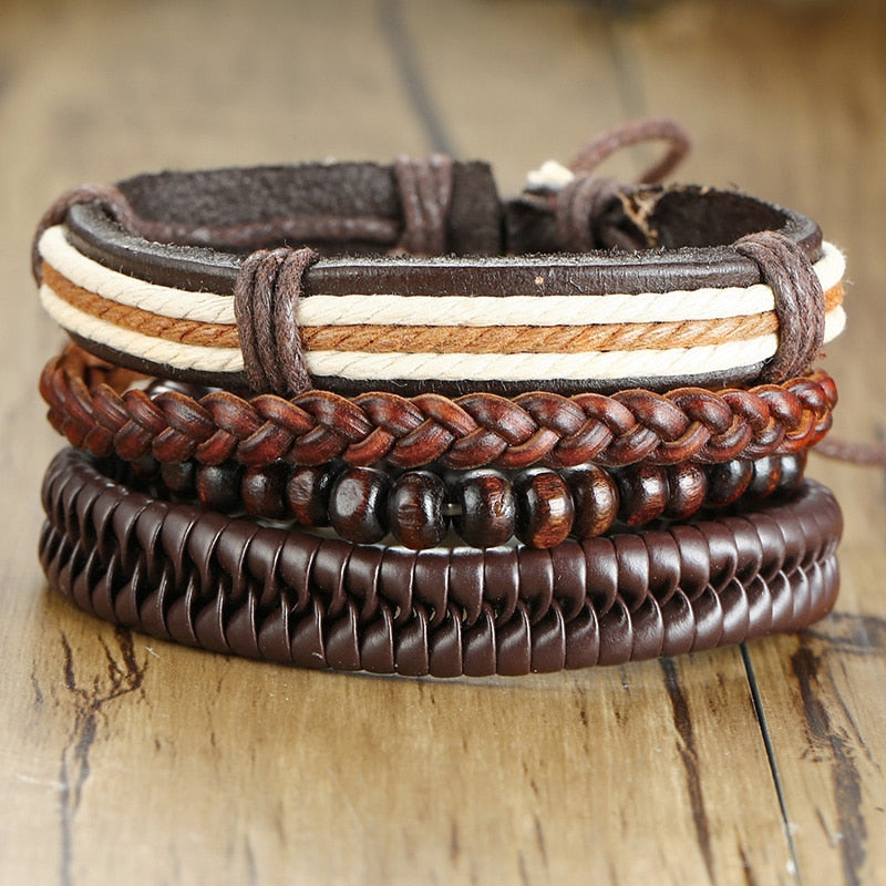 Vnox 4Pcs/ Set Braided Wrap Bracelets