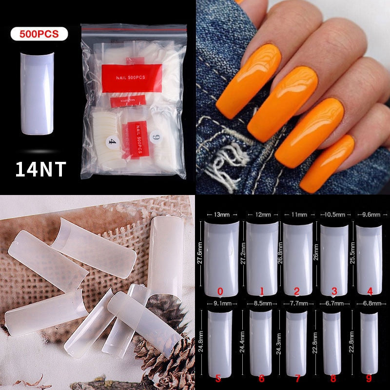 500pcs faux ongles conseils couleur transparente