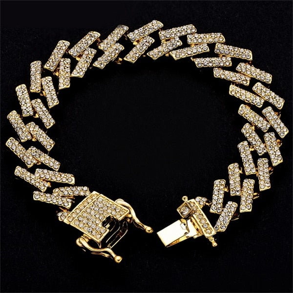 Iced Out Cuban Necklace Bracelet Men