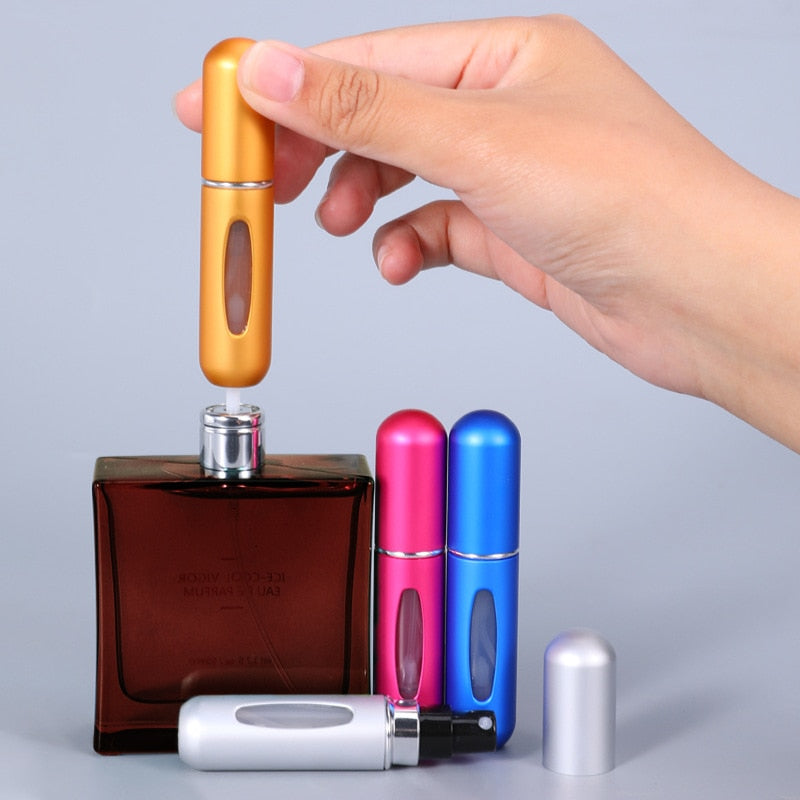 Récipient liquide portatif d'atomiseur de parfum de 5ml pour des cosmétiques Mini bouteille vide d'alcool de jet en aluminium rechargeable pour voyager