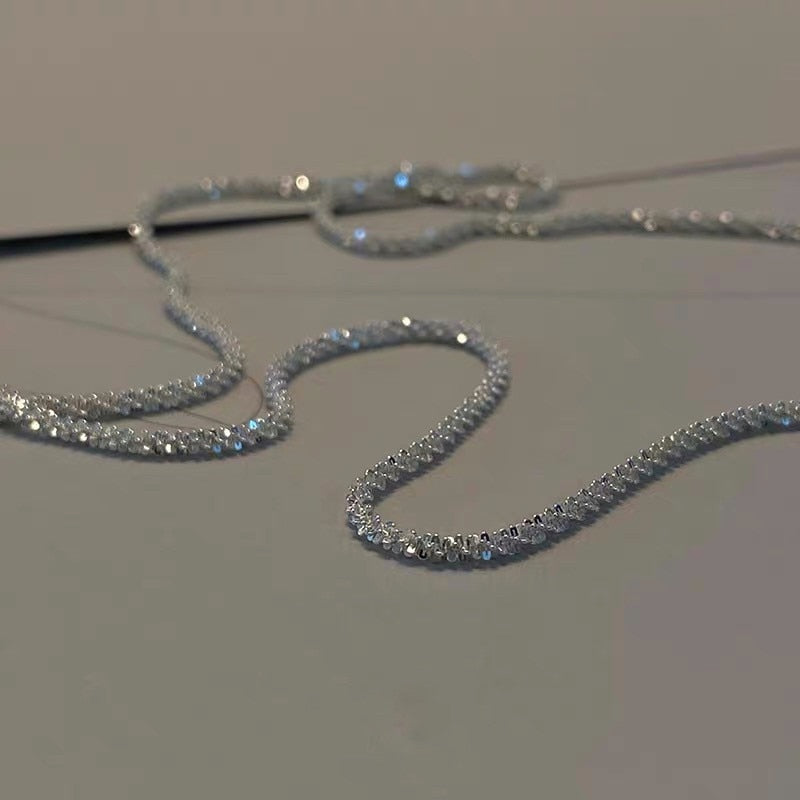 Sparkling Silver Color Choker Necklace