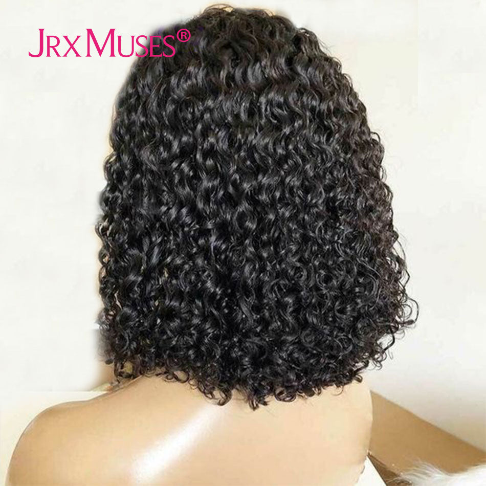 Short Bob Curly Lace Part Human Hair Wigs 4x4