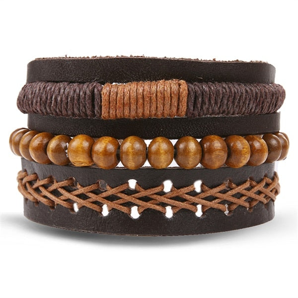 IFMIA Bracelets de perles noires vintage pour hommes