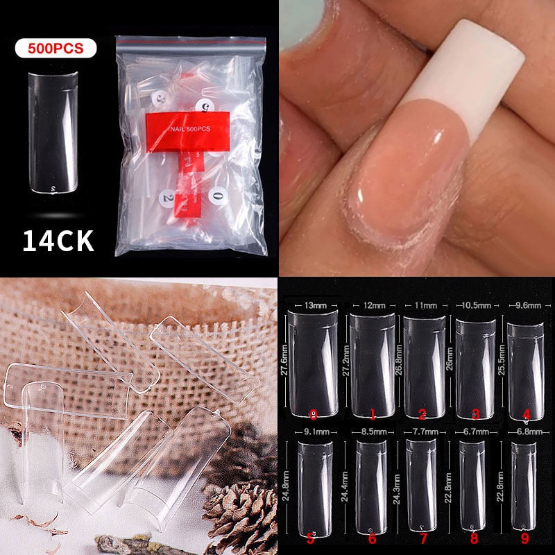 500pcs faux ongles conseils couleur transparente