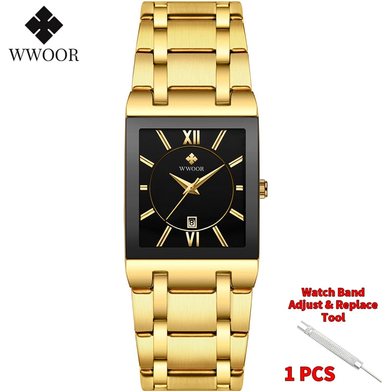 Relogio Masculino WWOOR Gold Watch