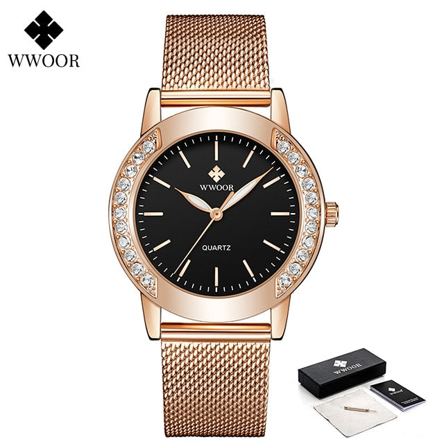 WWOOR Montres de luxe pour femmes avec diamants 2022