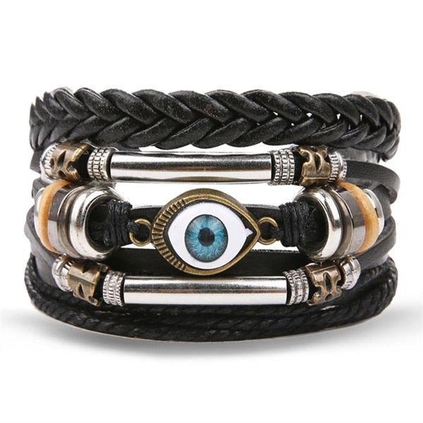 IFMIA Bracelets de perles noires vintage pour hommes