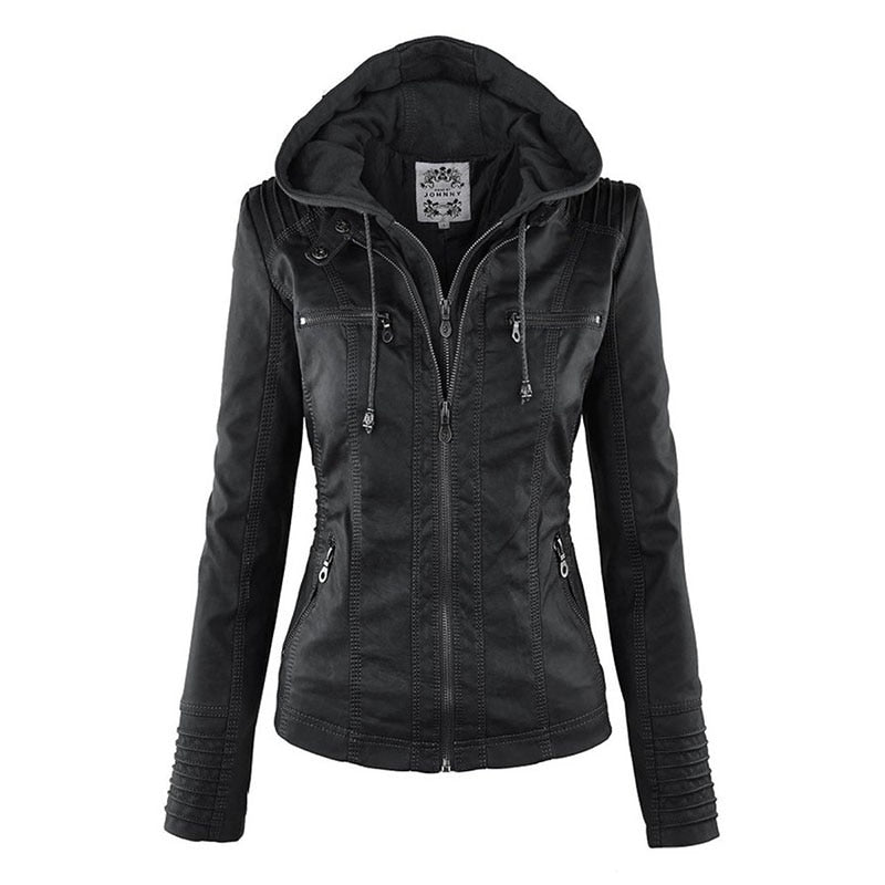 Faux Leather Jacket Women 2021 Basic Jacket Coat Female Winter Motorcycle Jacket Faux Leather Suede PU Zipper Hoodies Outerwear