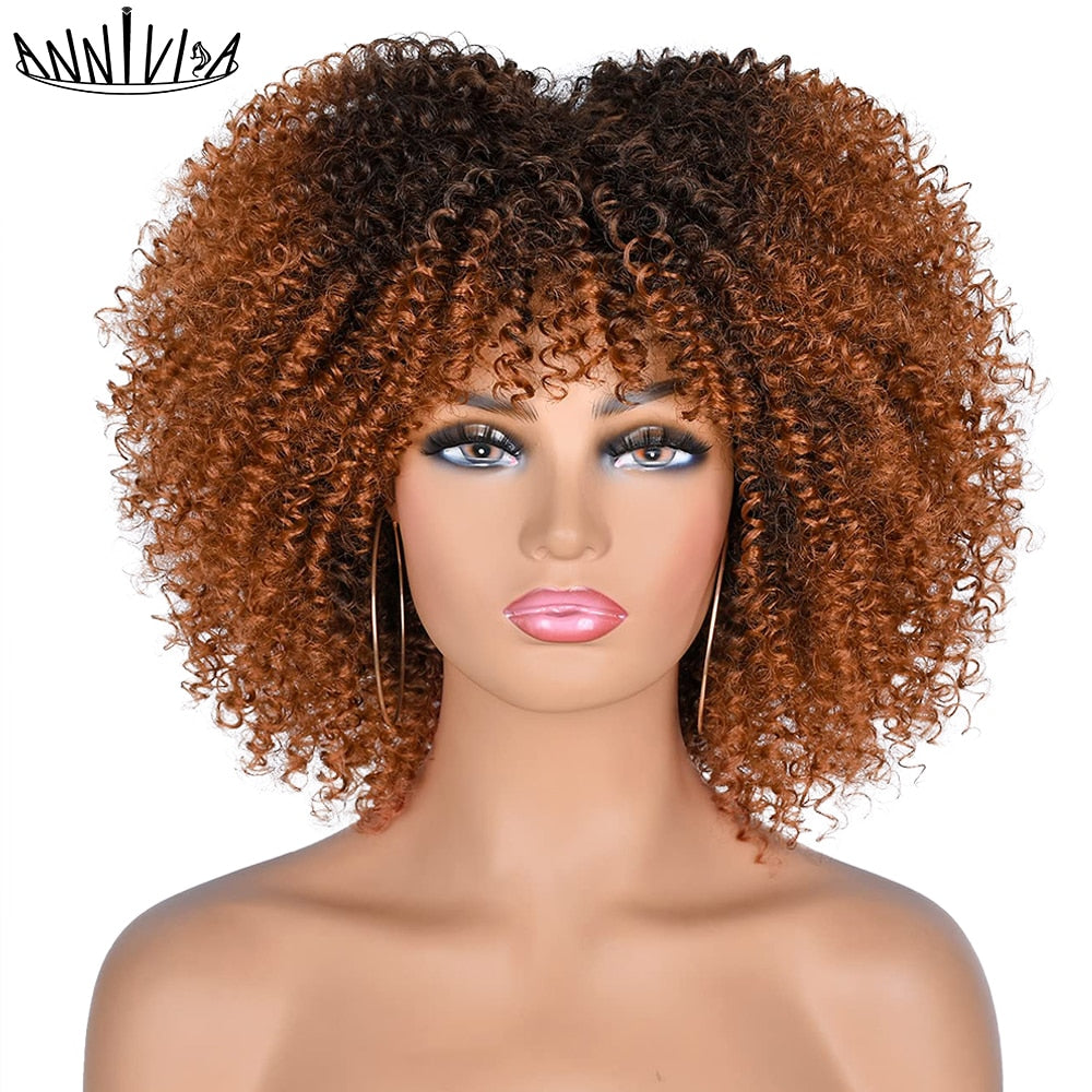 Perruques Afro Crépus Bouclés Cheveux Courts