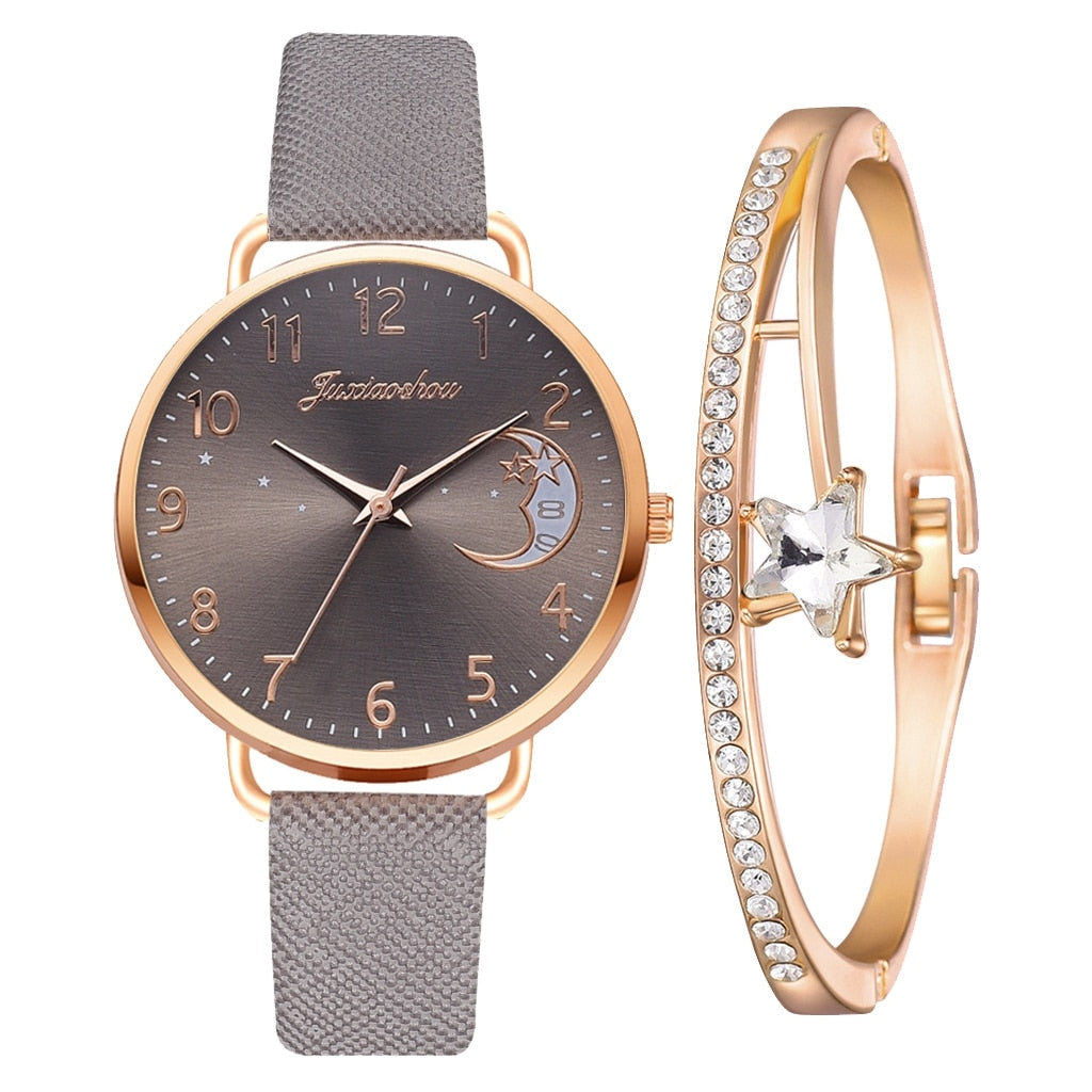 Montre femme cadran numéro de lune Bracelet