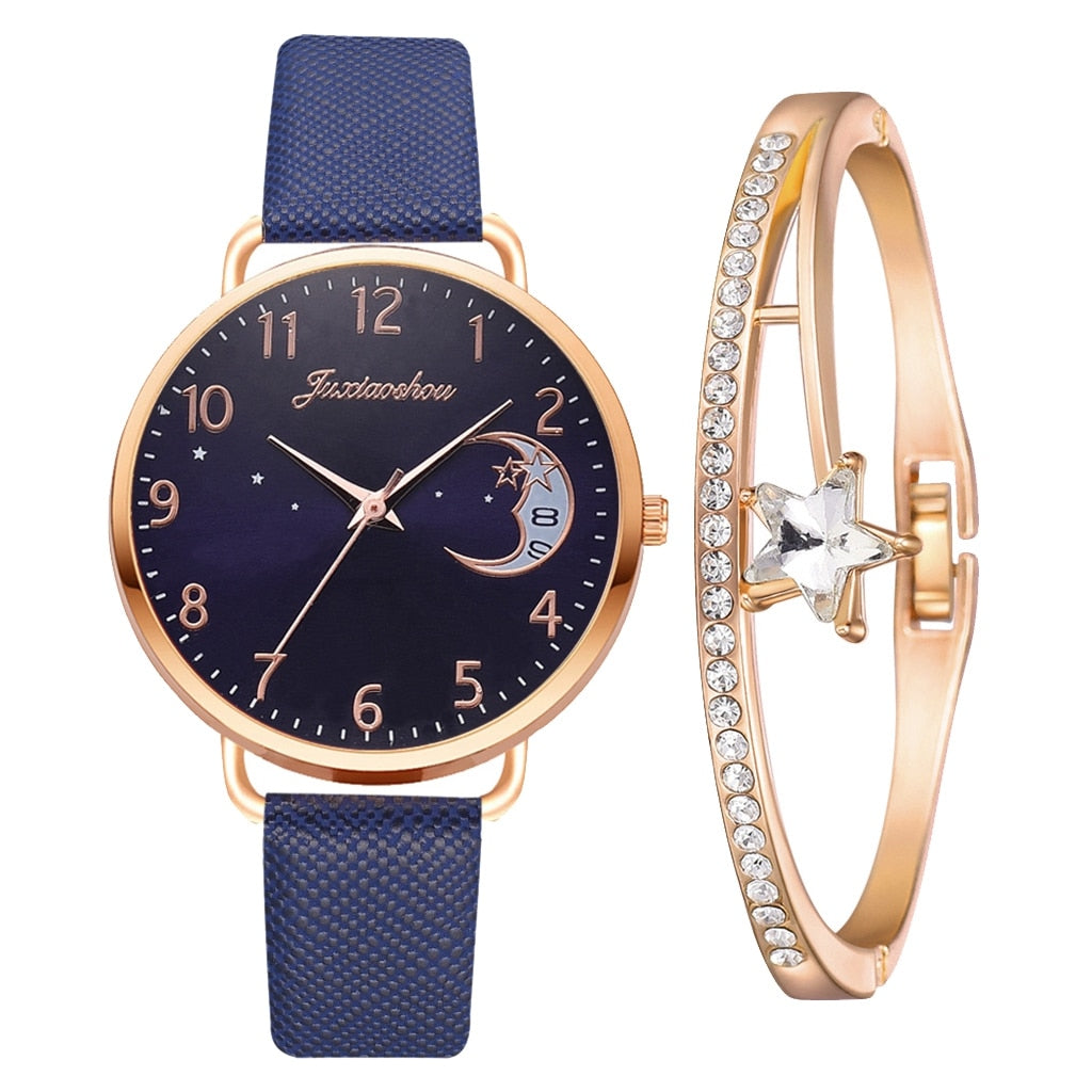 Montre femme cadran numéro de lune Bracelet