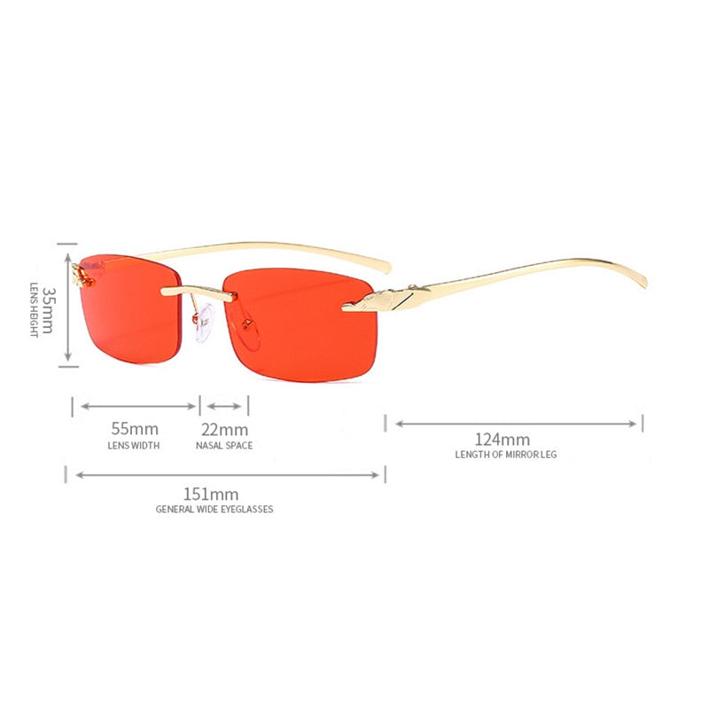 Cheetah Rimless Rectangle Sunglasses