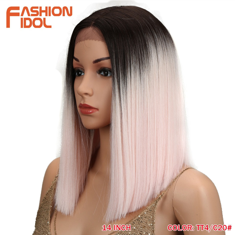 FASHION IDOL 10 pouces Bob perruques cheveux raides dentelle