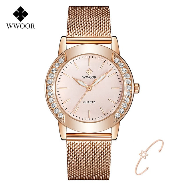 WWOOR Montres de luxe pour femmes avec diamants 2022