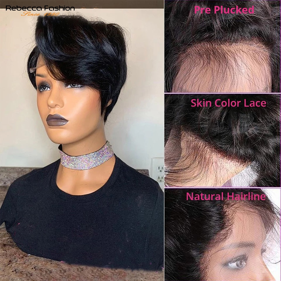 Pixie Cut Wig 13x6x1 T Part Dentelle Transparente Brésilienne