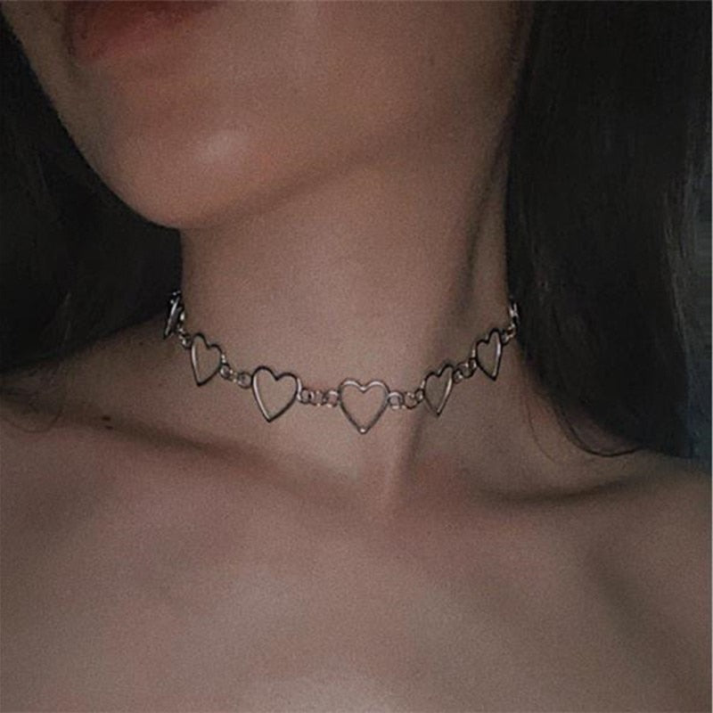 Collier creux coeur doux amour coréen