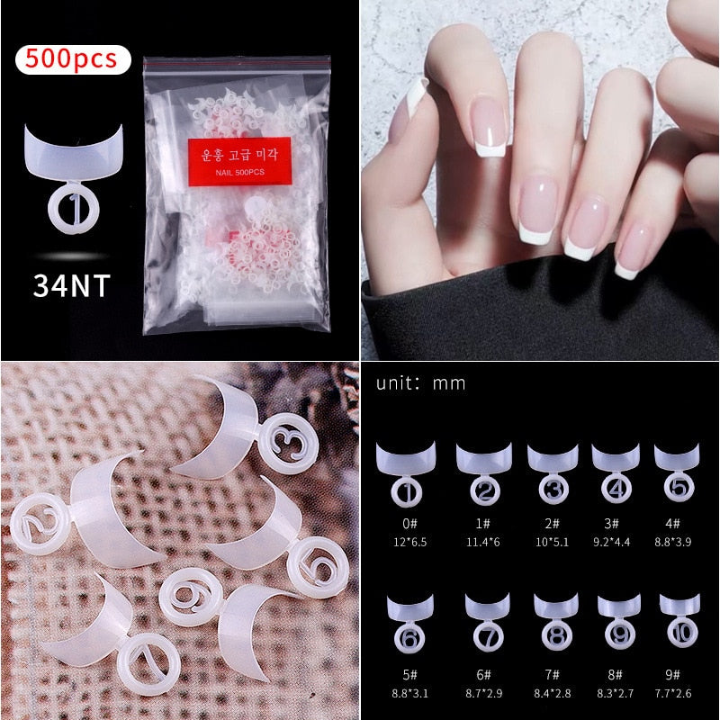 500pcs faux ongles conseils couleur transparente