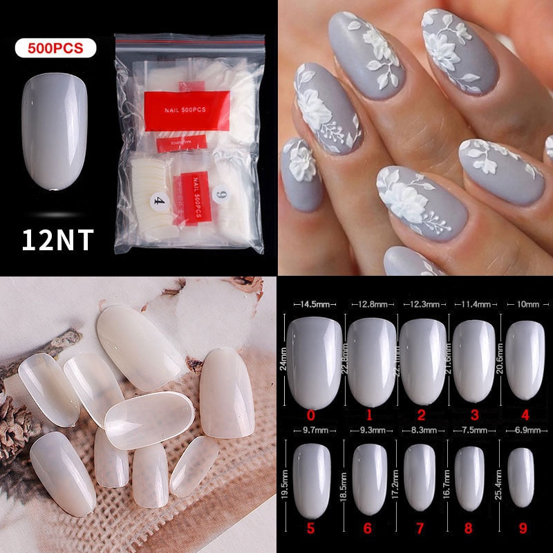 500pcs faux ongles conseils couleur transparente