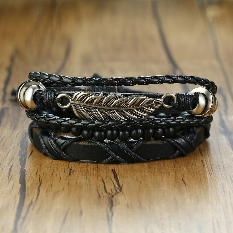 Vnox 4Pcs/ Set Braided Wrap Bracelets